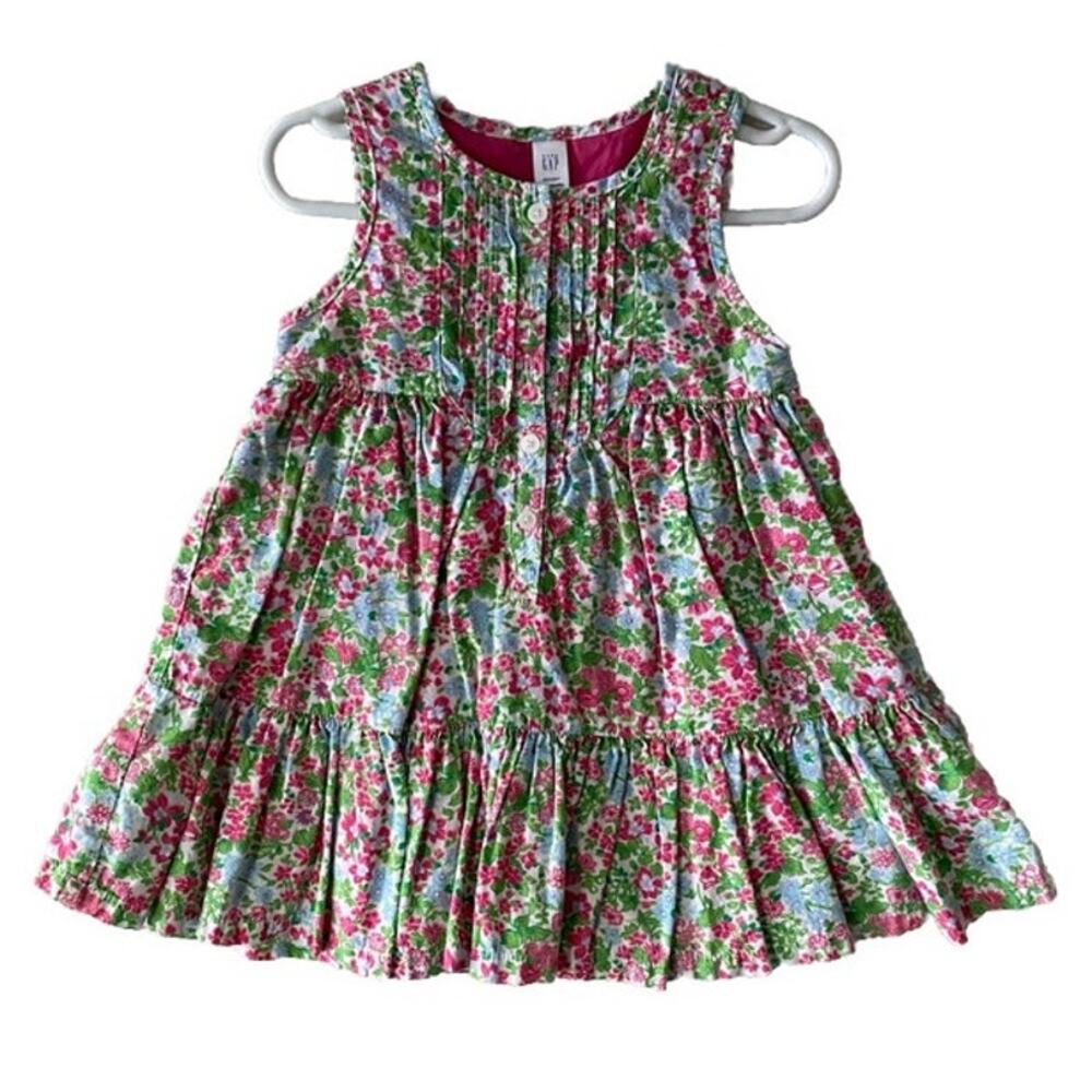 Baby Gap Fully Lined Sleeveless Floral 100% Cotton Dress- Size 18-24m
